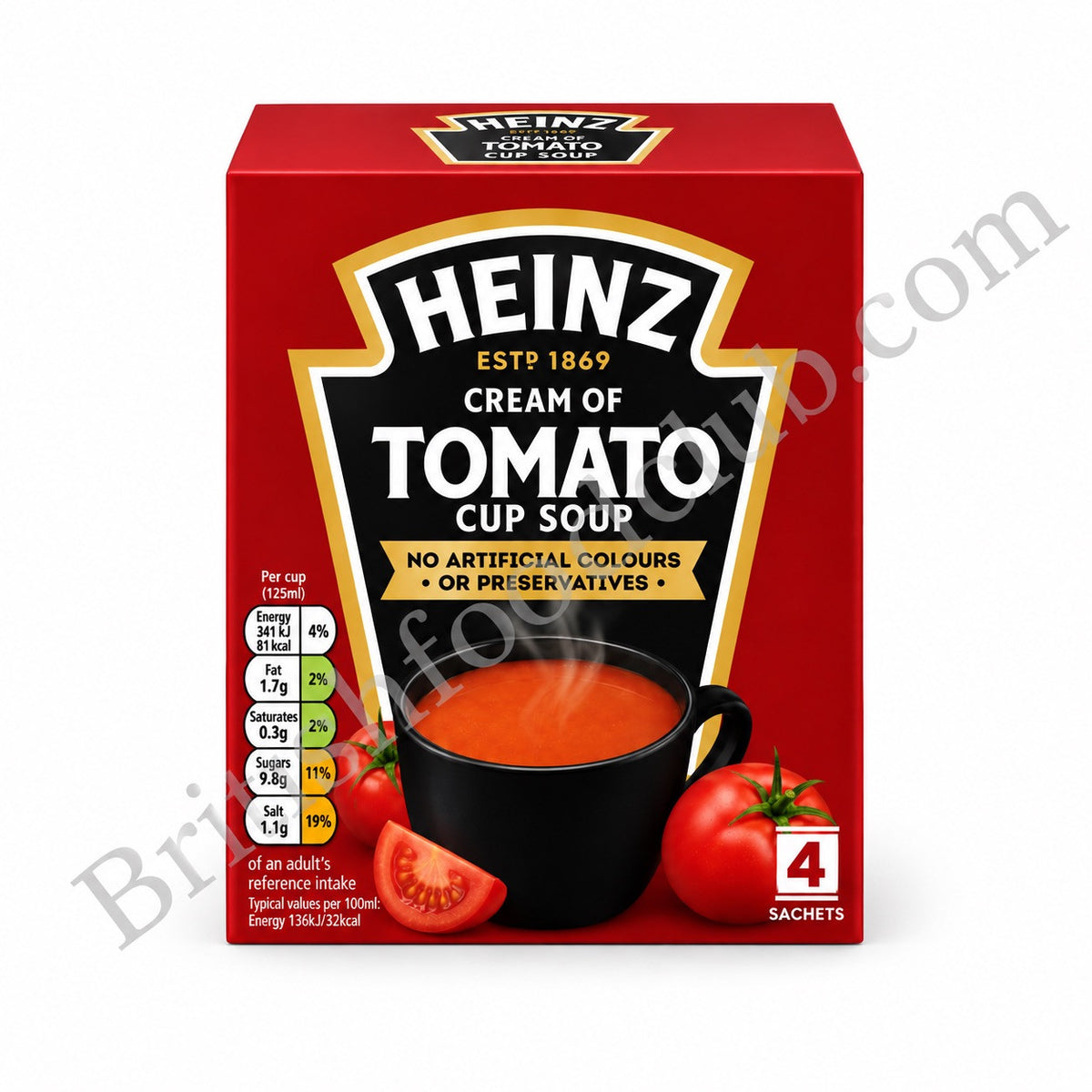 Heinz Cream of Tomato Cup a Soup x4Sachets