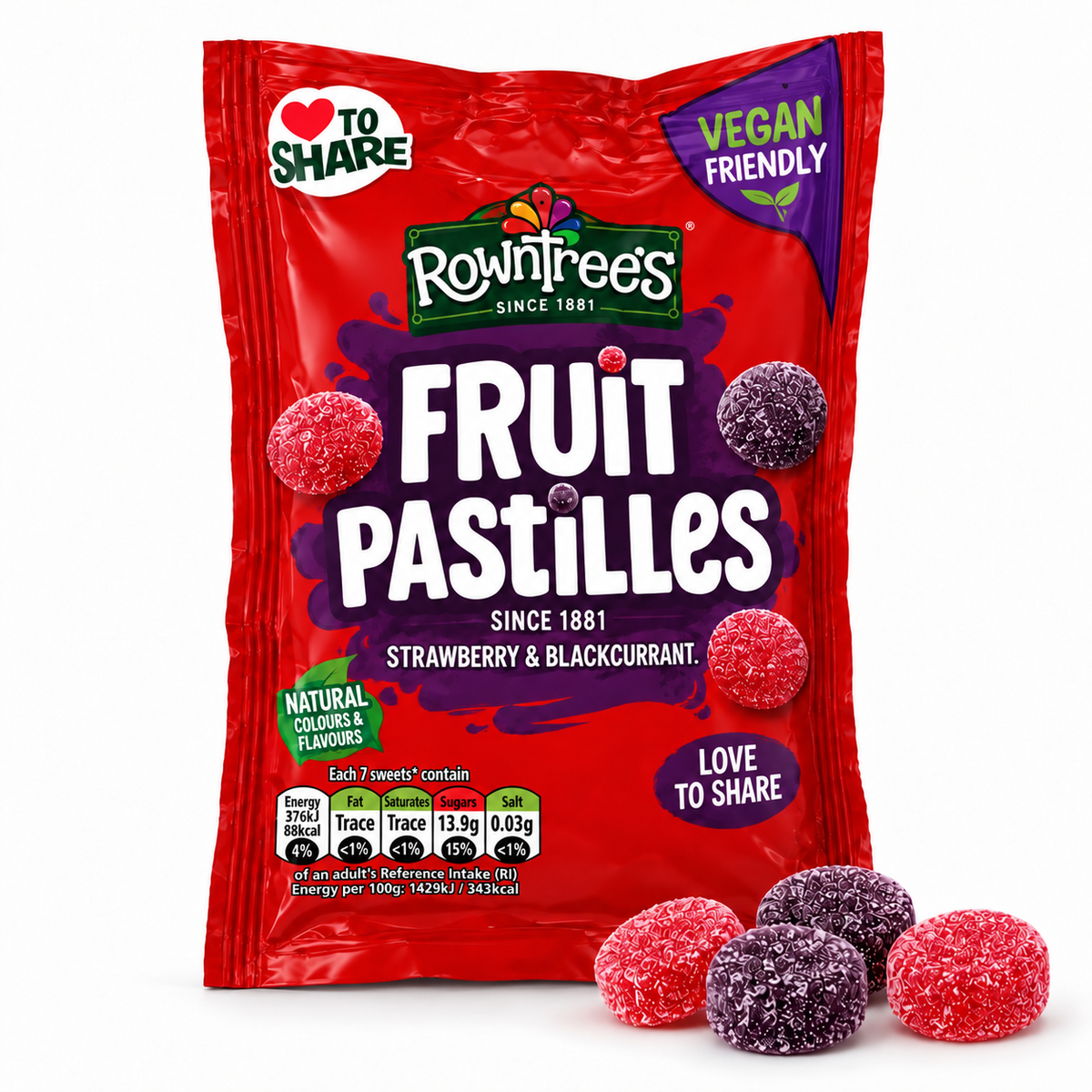 Rowntree's Fruit Pastilles Strawberry & Blackcurrant Pouch